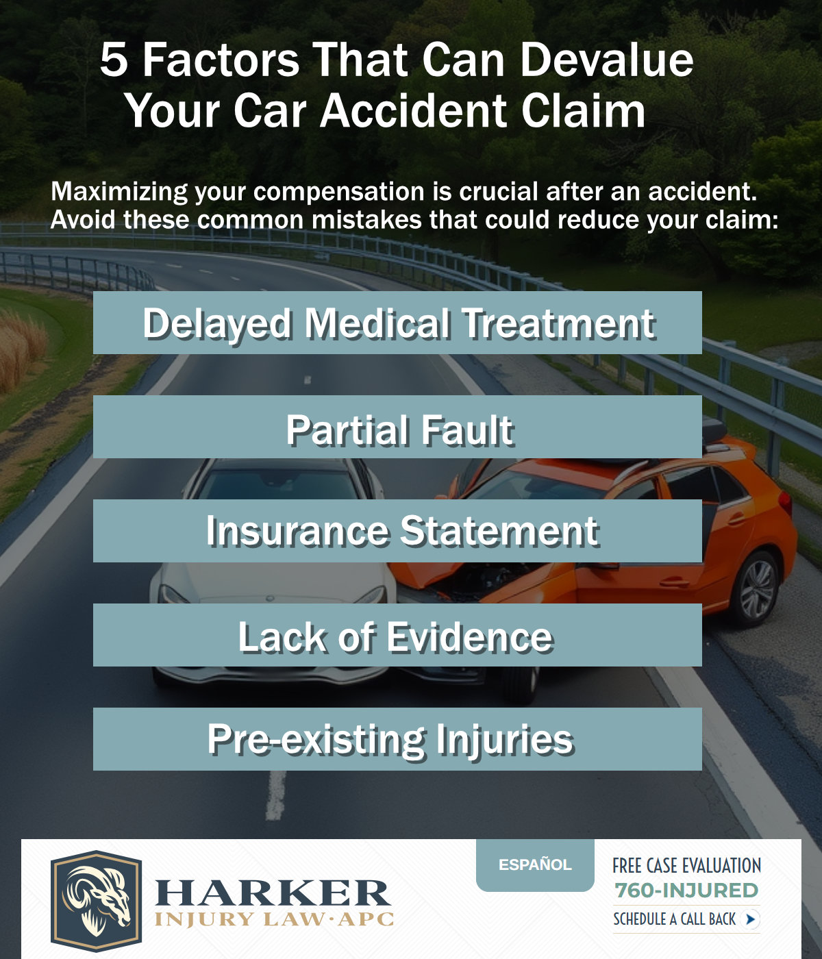 Factors that can devalue your car accident claim.
