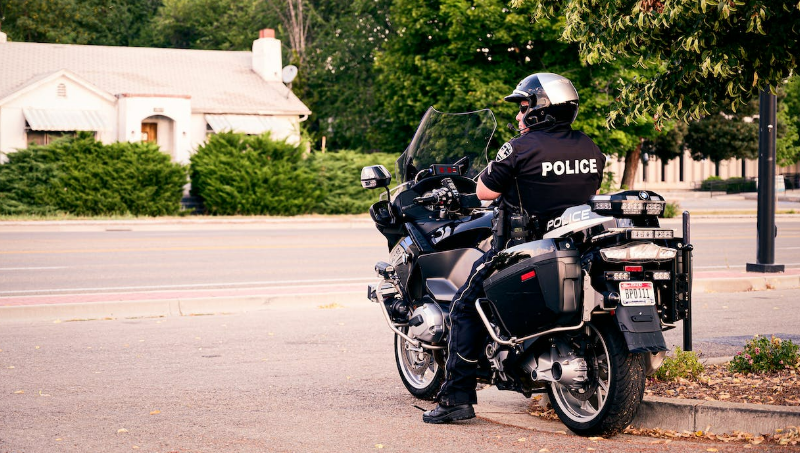 A police officer on his bike.