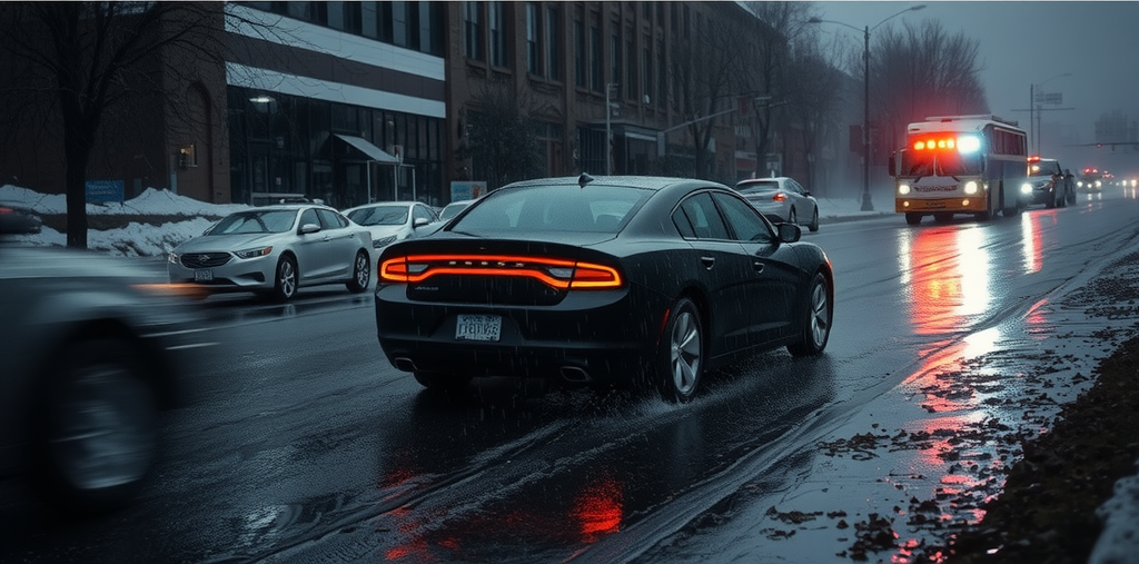 Traffic on a rainy day